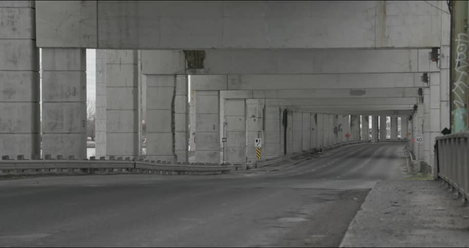 An empty road in a tunnel