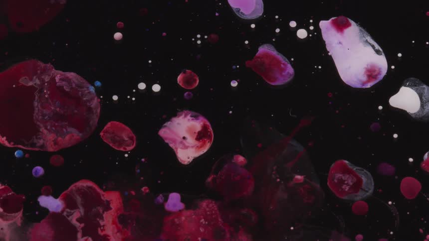 Red globules floating in the air