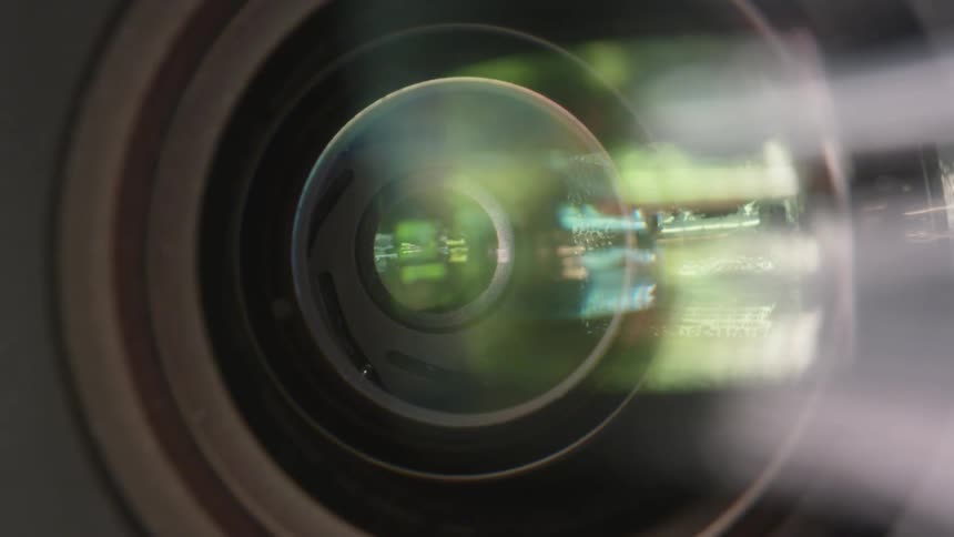 A camera lens aperture opening and closing