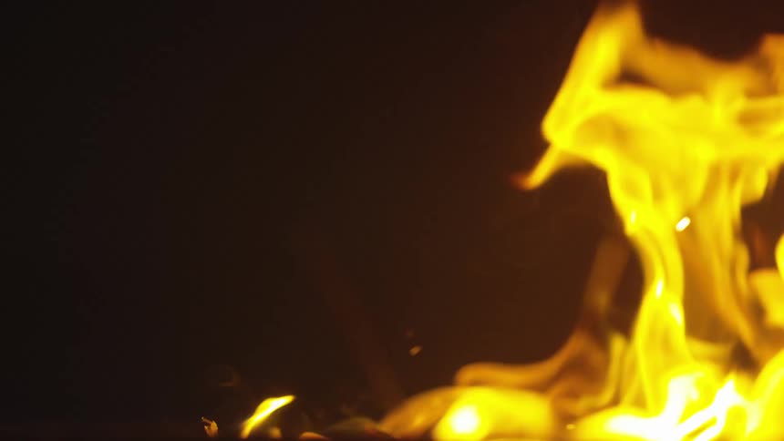 A fire is burning outdoors