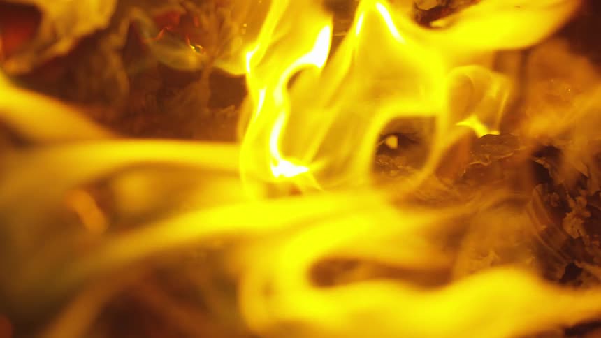 A fire is burning outdoors