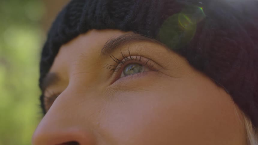 Close up of young womans eyes and nose
