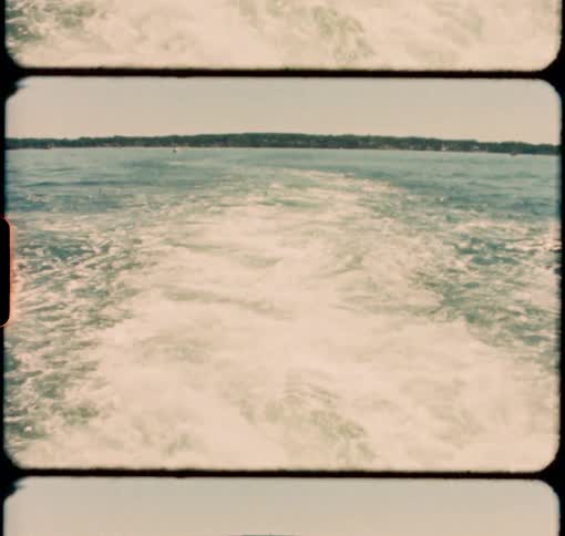 Water churns in the wake of a ship