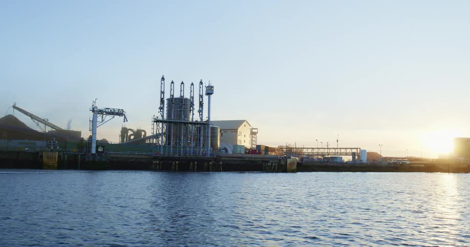 A factory on the shore
