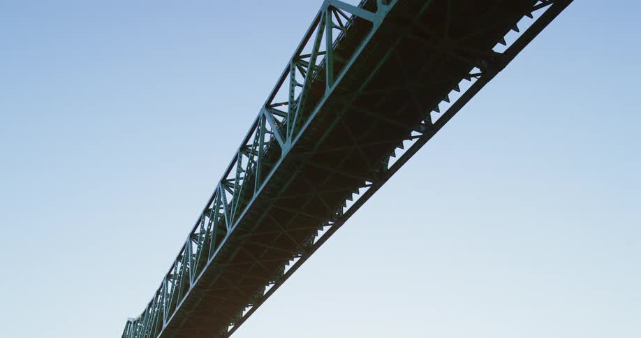 Bottom view of tall bridge