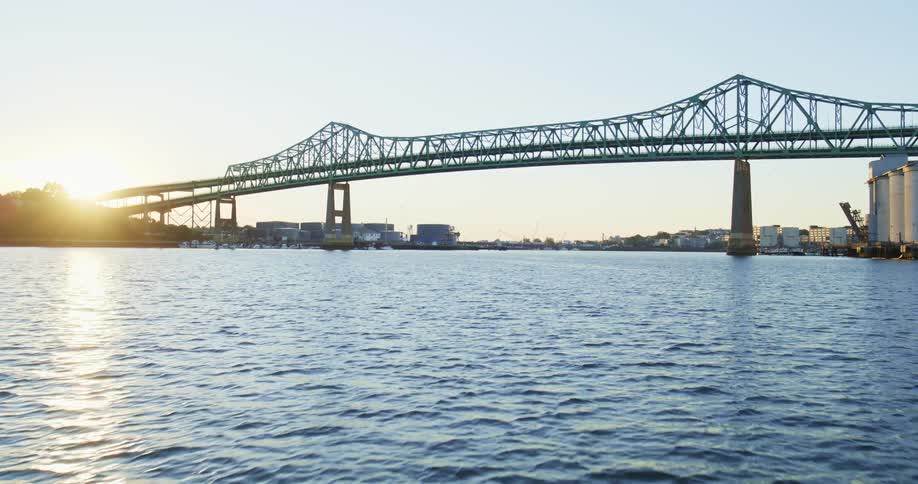 Large bridge over wide river