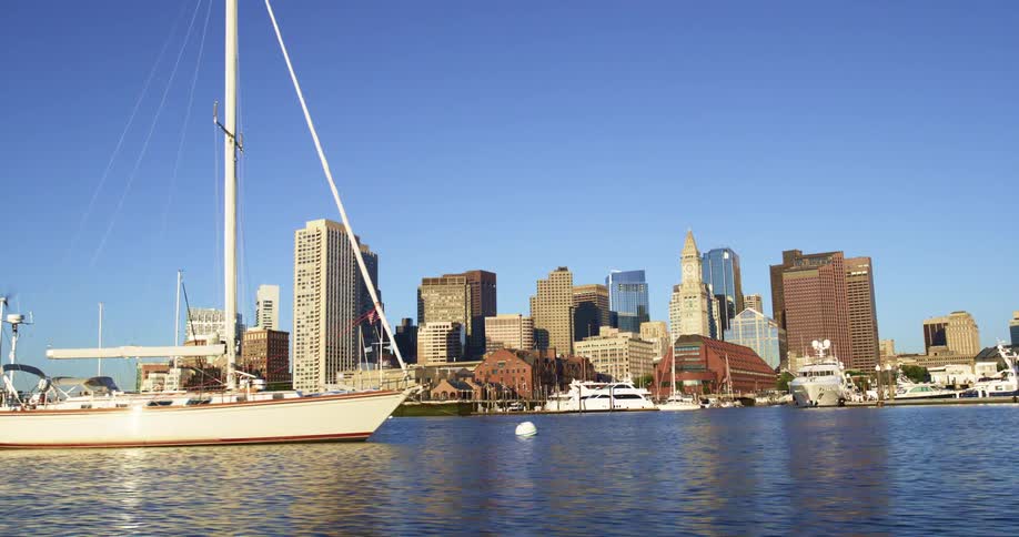 Waterfront city skyline
