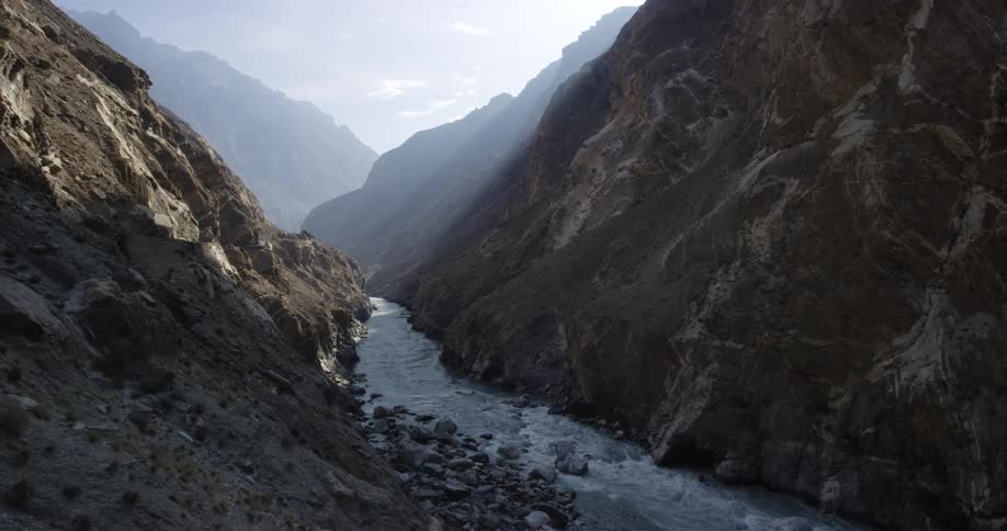 A river flowing between canyons