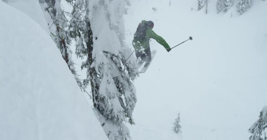 A person is skiing down a mountain