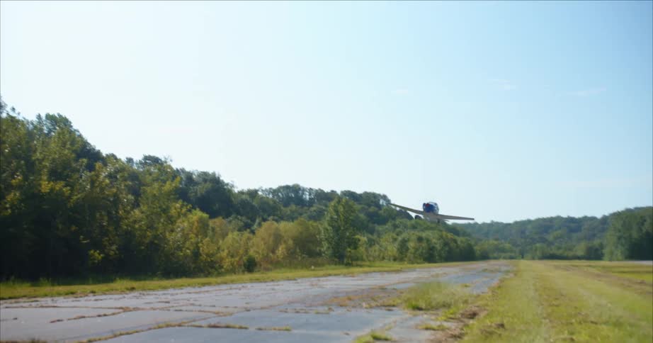 A small airplane taking off
