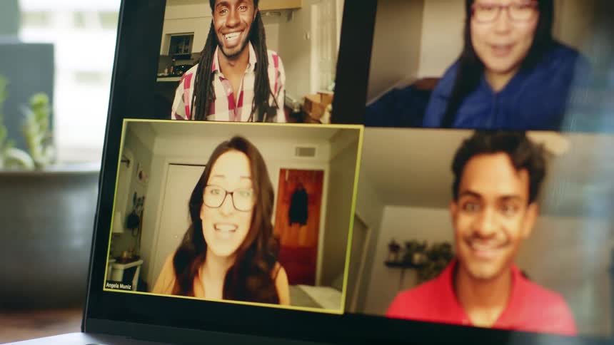 People are talking on a video conference