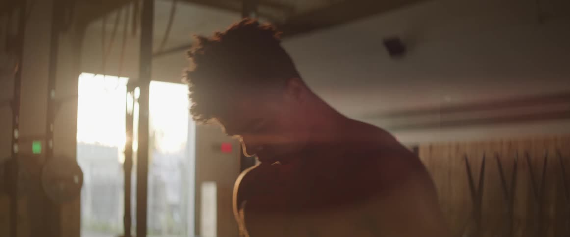A man is working out in a gym