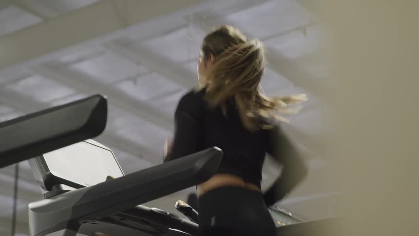 Woman running on treadmill
