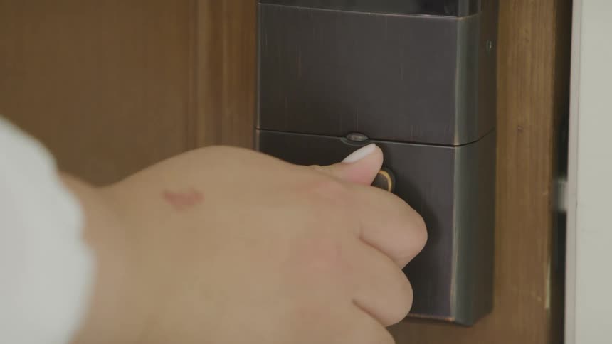 A person locks the door
