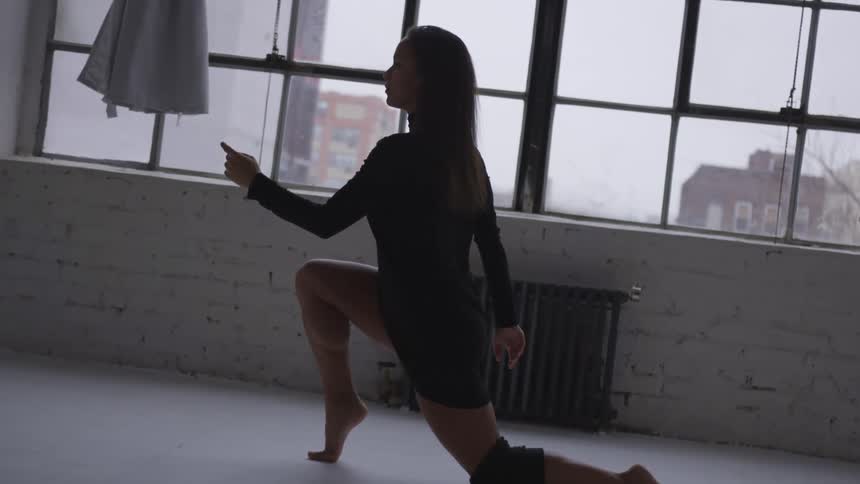 A woman exercising at home