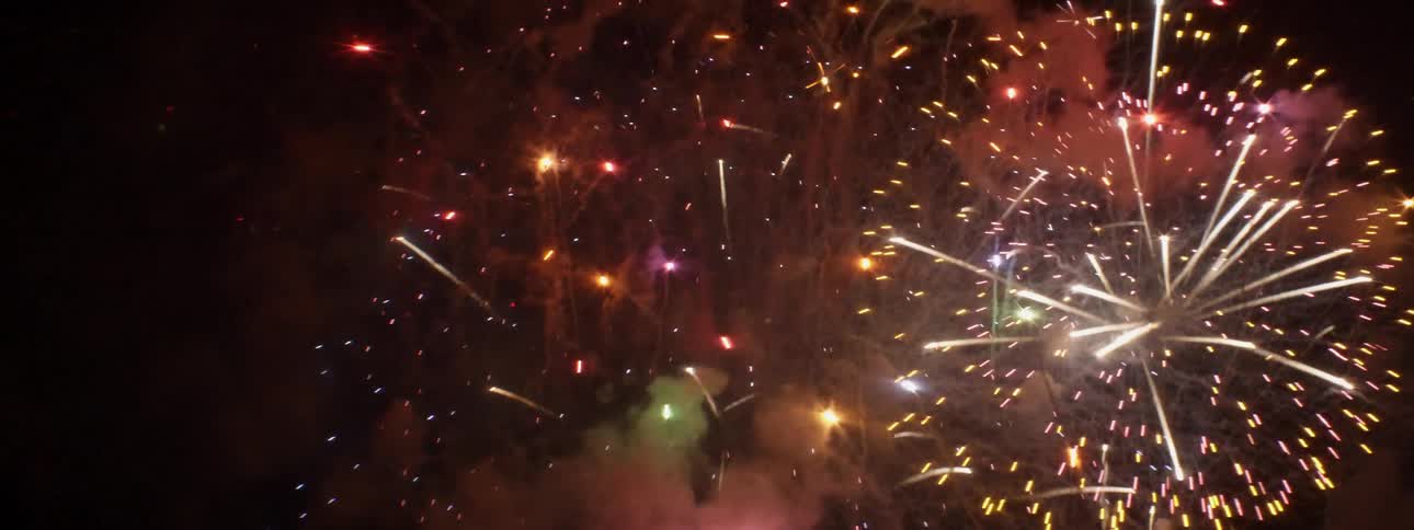 Colorful fireworks burst in the night sky