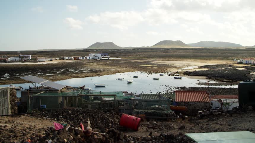 Landscape view of shacks in a village