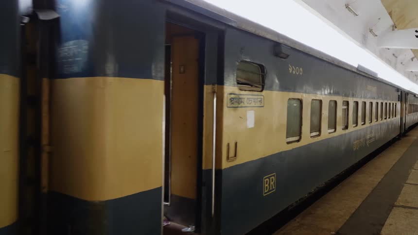 The train is parked at the terminal