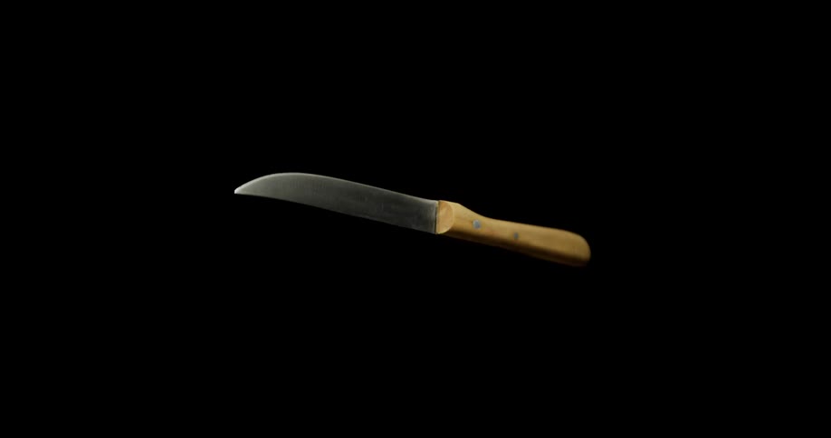 A knife spinning around in mid air