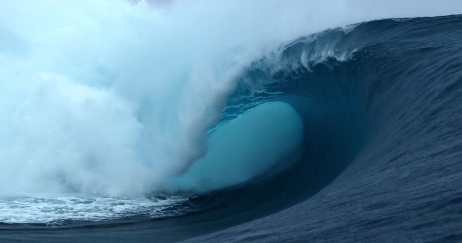 Waves are moving in the ocean from the wind