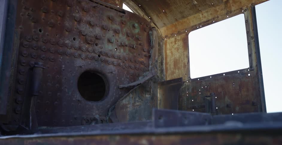 Close up of an old rusted train