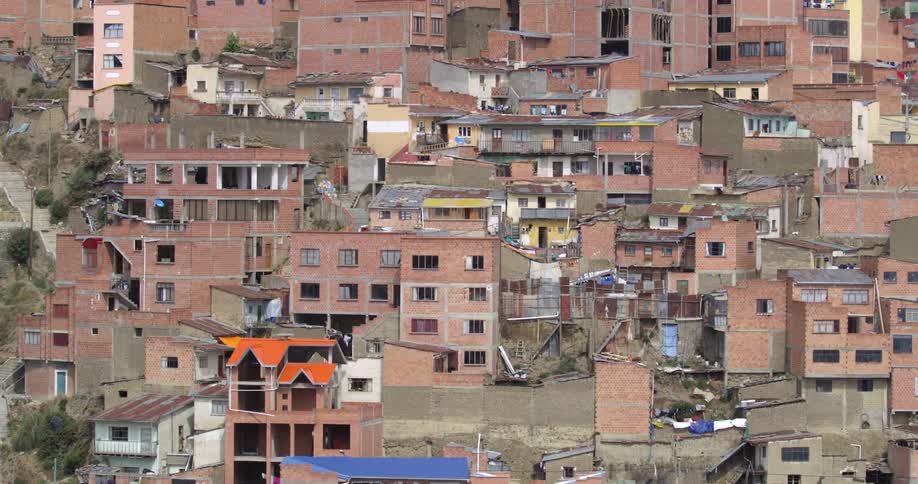 The housing is all stacked on the hillside