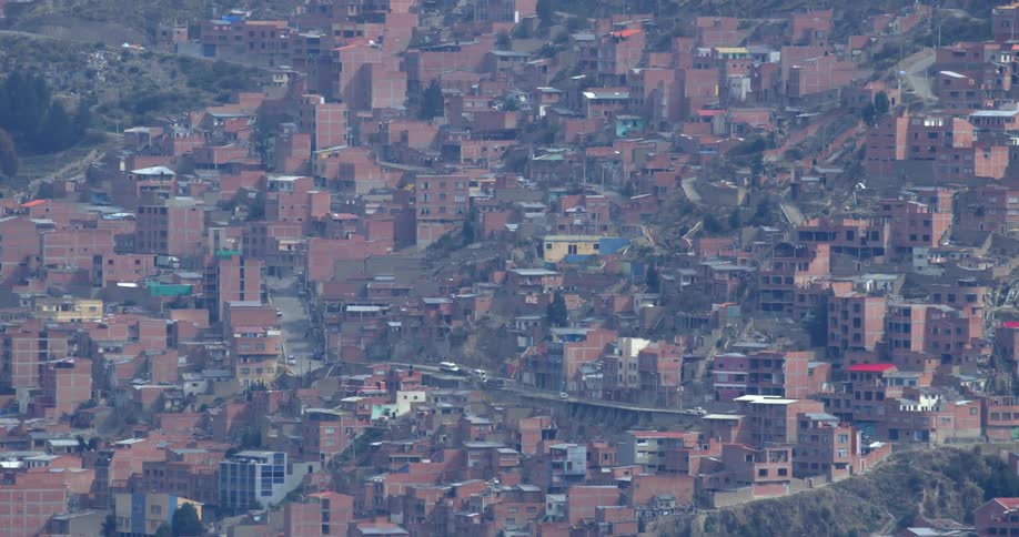 An aerial view of housing in a city