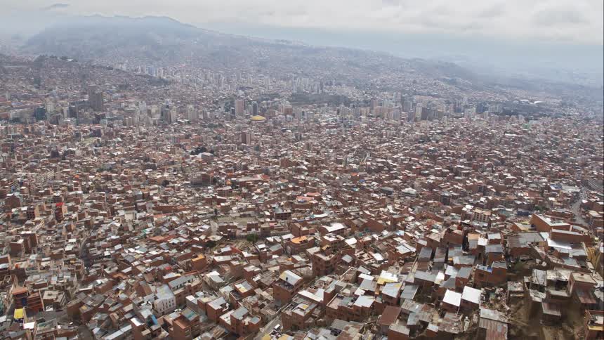 Aerial view of housing in a big city