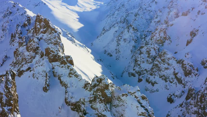 Snow is covering the mountain range