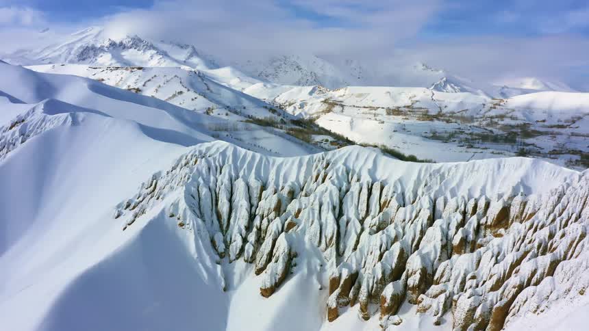 Snow is covering the mountains