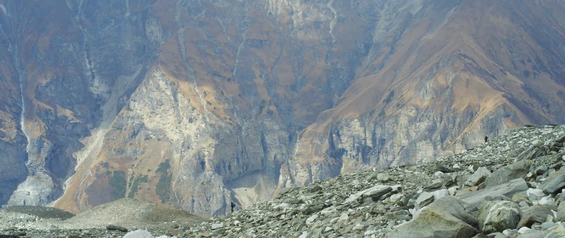 Looking into a valley from a mountain