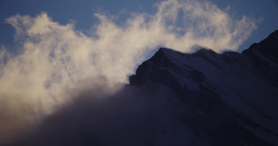 Clouds are covering the mountain range