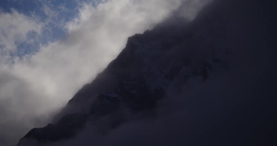 Clouds are covering the mountain range