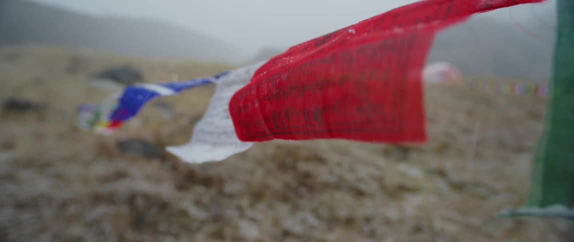 Flags blowing in the wind on a trial