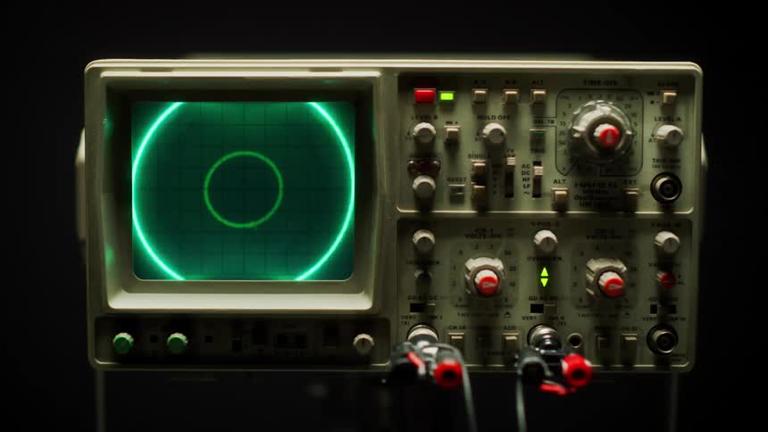 Lights flashing on an oscilloscope screen