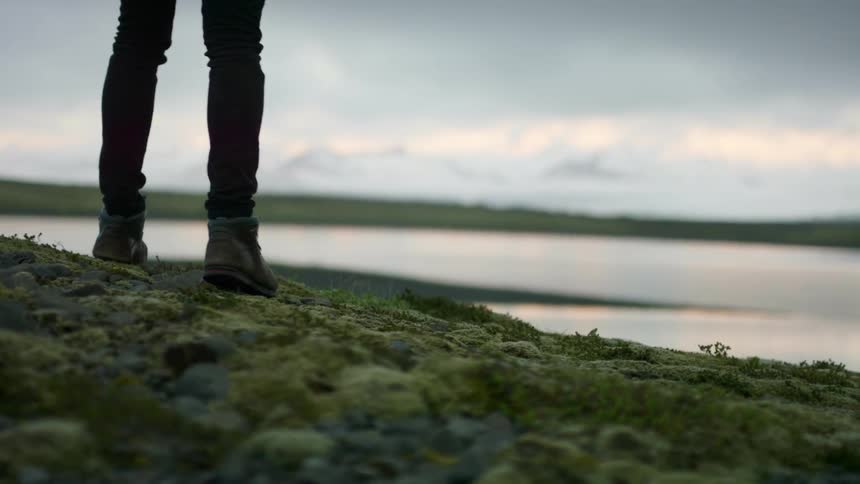 A man walking on the shore