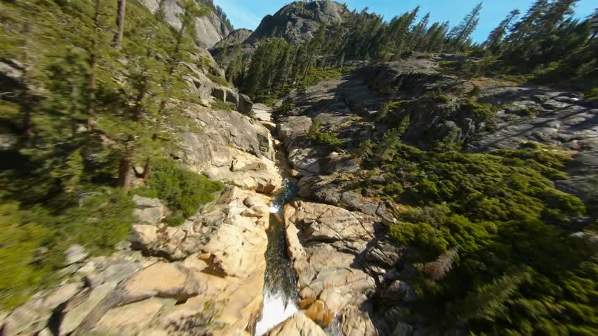 Flying above a canyon in some mountains