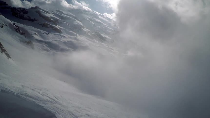 Aerial view of a landscape in winter is displayed