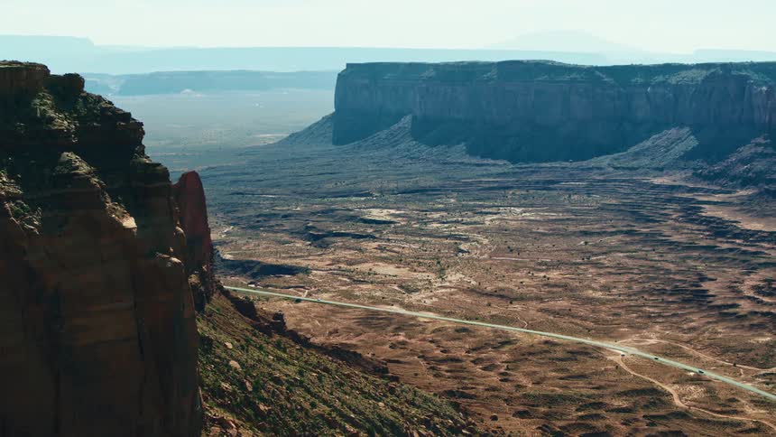 Aerial view of mountains are displayed