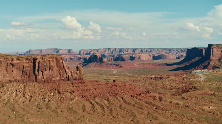 An aerial view of large rock formations in nature