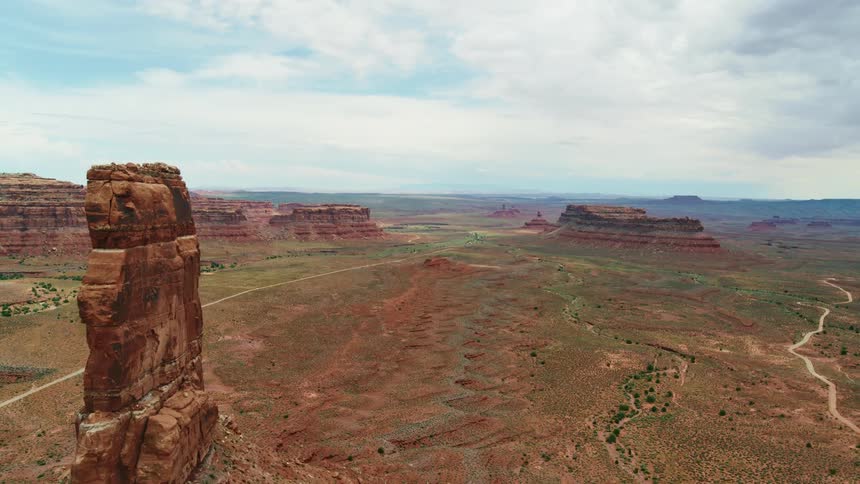 An aerial view of large rock formations in nature