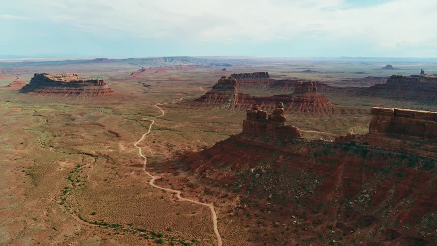 Aerial view of cliffs are displayed