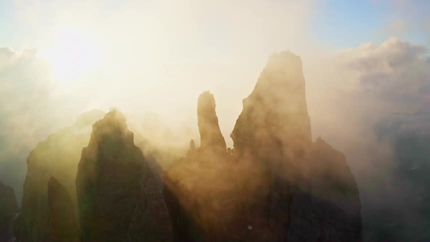 Fog covers the mountain range