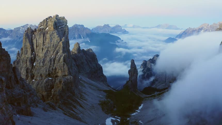Clouds moving over a mountain range