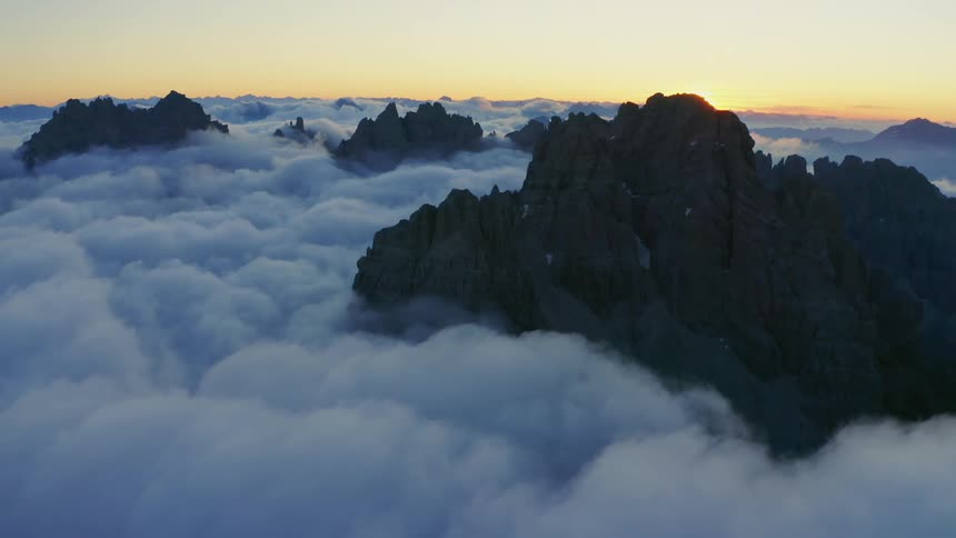 Clouds are covering the mountain range