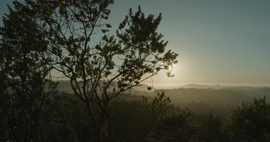 The sun is setting in the horizon