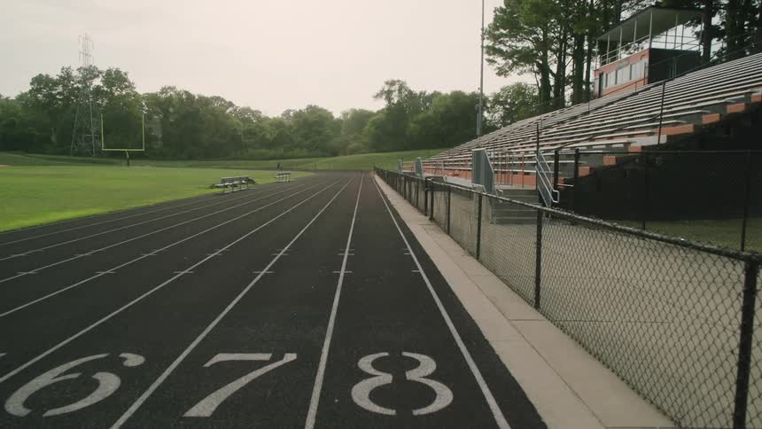 The track on the field is empty