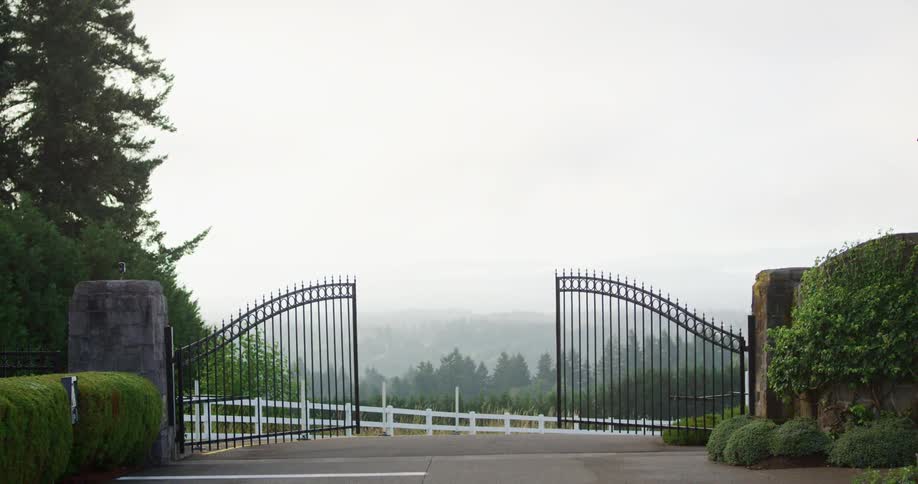Iron fence on the entrance of a property open autmatically