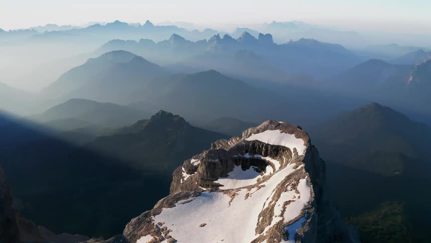 Aerial view of mountains are displayed