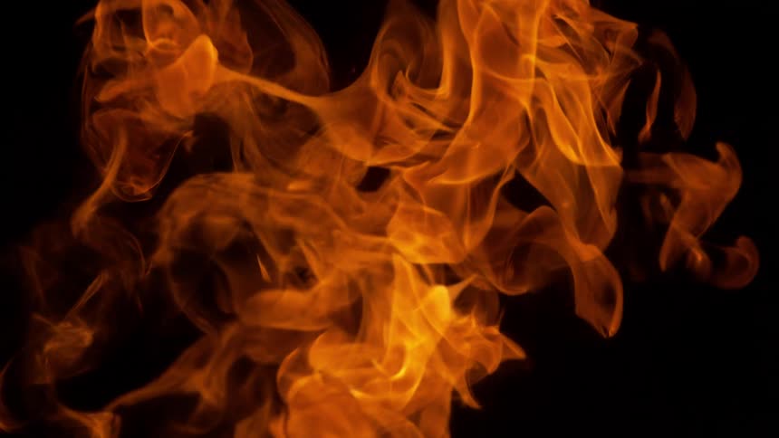 Fire burning with a black background